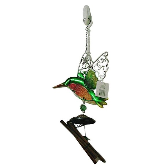True Living Outdoors Hummingbird Wind Chime Multicolor Metal Acrylic 26" Length - Picture 1 of 8
